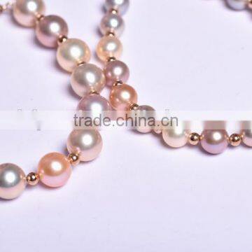 AAA 13-14mm Round Multicolors Edison Pearl Bracelet photo-3