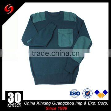 Mens army knitted wool pullover military sweater with pocket