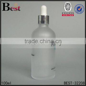 100ml Cosmetic Frosted Screen Printing Glass Bottle With Silver Aluminum Dropper for Essential Oil Perfume China Suppliers photo-3