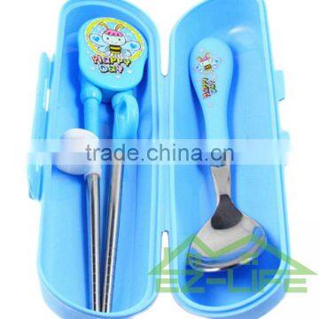 Korean Stainless Steel Baby Faltware Sets Training Chopsticks and Spoon