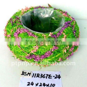 round green moss and sisal pot garden flower pot various shape