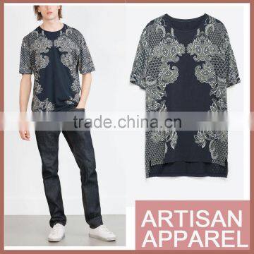 digital printing men's elegant t shirt wholesale British style t shirts classic pattern printed