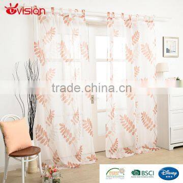 design curtains leave designs print ready made curtains with loops,window curtains,voile fabrics