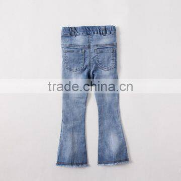 The Latest 2017 Little Girls Flared Boot Cut Blue Denim Jeans Elastic Waist Denim Jeans photo-2