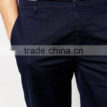 Hot Sale Latest Custom Two Back Pocket Men's Navy Slim Fit 98% Cotton 2% Elastane Twill Button Fly Casual Blank Shorts photo-3