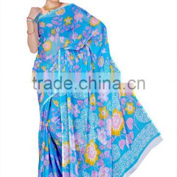New Printed Styles Saree With Blouse Material photo-3