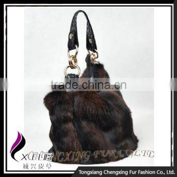 CX-H-41 Fashion Leather Fashion Women Bag Lady Wholesale Cheap Bag Rabbit Fur Women Handbag photo-3