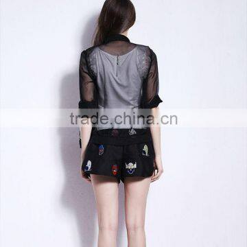 Hollow Out Back Summer Blouse,models Short Sleeve Blouse photo-4