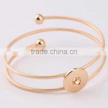 Gold plated snap button bangle high end open cuff bangle factory supplier twist cuff bangle for women jewelry