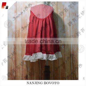 Red Stripe Chiffon Fabric Fully Lined Little Girl Dress photo-3