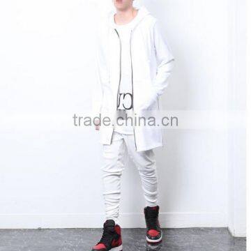 Long Black/White Side Zipper Man Hiphop Sweatshirt Big and Tall Hoodies