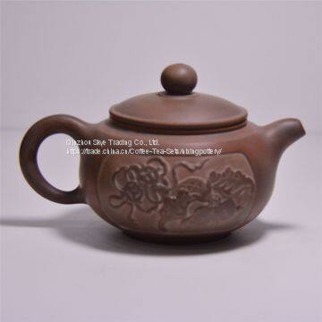 Beautiful Hand Carving Modern China New Design Round Tea Pot Tea Ware photo-2