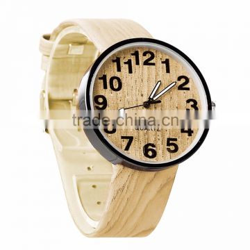 Fashion Latest Arrival Minimalist Leather Band Men Wood Watch