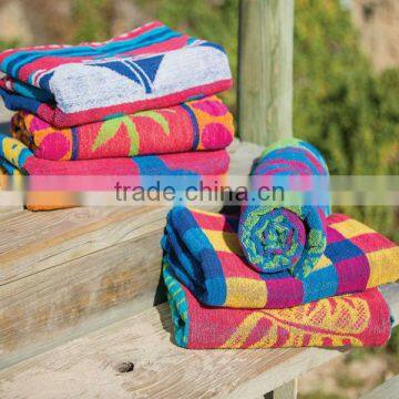 100% cotton yarn-dyed jacquard beach towel