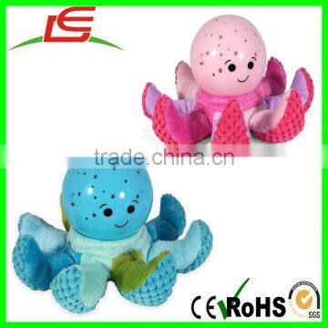 hot sell 2017 blue pink plush octopus with plastic starlights ball