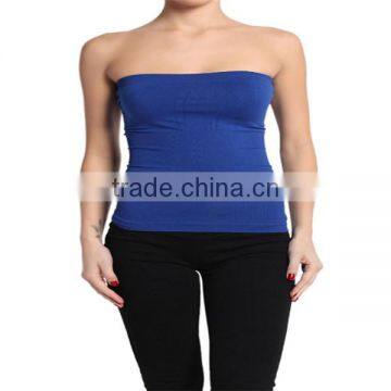 BASIC Layering Stretch PLAIN Strapless TUBE TOP Seamless Sleeveless Tee-7