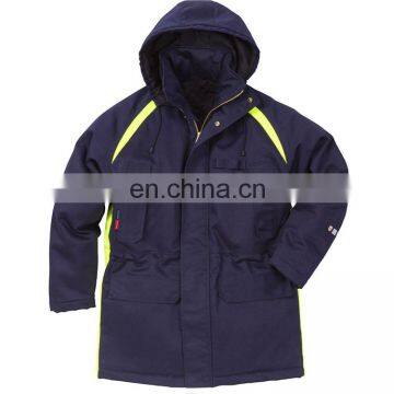 Arc flash protective flame resistant jacket suit in electrical shock proof flame retardant workwear clothing