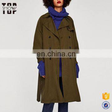 Oem Ladies Trench Coat With Lapel Collar Loose Fit Trench Coat for Women photo-2