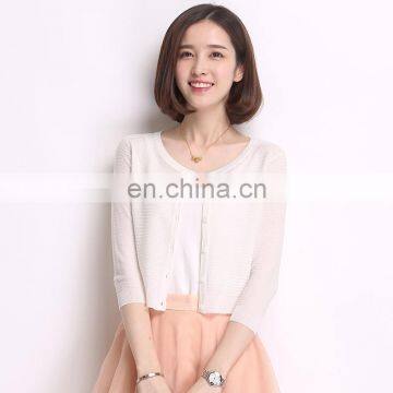 High Quality Slim Fit Round Neck Single Breasted Knitted Fashion Casual Beautiful Designer Summer Sweaters Coat for Woman
