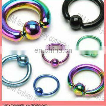 Hot wholesale different size titanium coated lip ring curved barbell eyebrow ring ear piercing jewelry