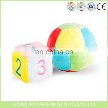 YK educational soft plush cloth rattle ball and cube for little baby