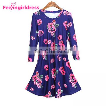 Free Shipping Print Floral Women Kimono Mini Long Sleeve Soft Dresses In Bulk