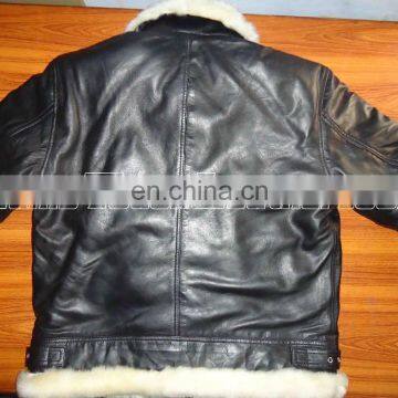 Ladies Lamb Leather Jackets With Fur/B3 Leather Flight Jackets/Leather Jackets With Artificial Fur Lining, , Shearling Coats, photo-2