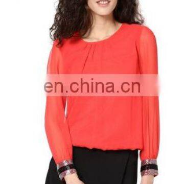 New Comfortable Cutting Ladies Fit Hot Summer Beautiful Latest Sexy Hot Red Fancy 3/4 Sleeves Blouse Tops Tunics Women Dress