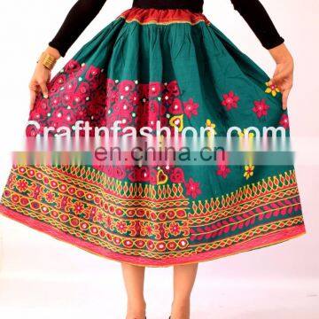 Gujrati Vintage banjara skirt - Vintage hobo gypsy belly dance skirts- Vintage kuchi ethnic multi color EMBROIDERY skirts