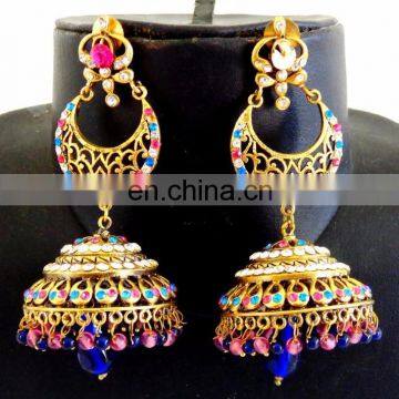 Wholesale multi color Victorian earrings - imitation earrings - Indian style earrings-chandelier earring