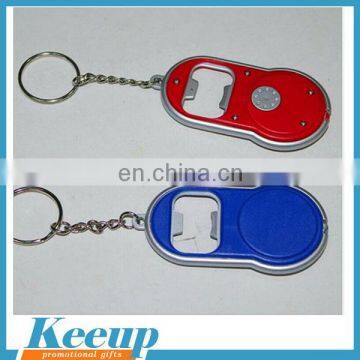 New design Customized Logo items flashing flash light keychain bottle opener