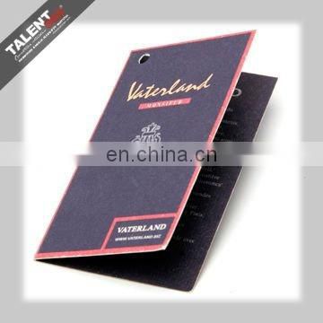 custom private design middle folded printed paper tag for garment