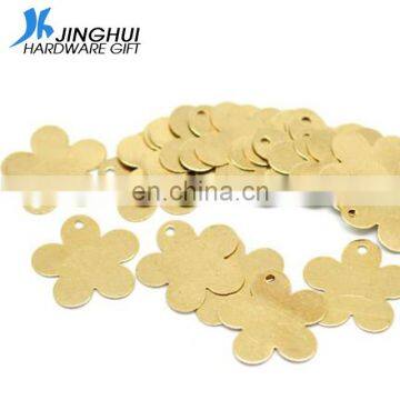 Golden Brass Flower Shaped Pendants Blank Stamping Tags
