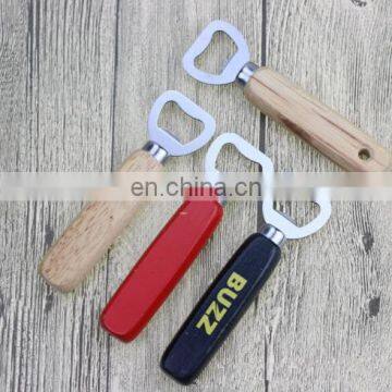 Cheap custom logo Metal Stainless Steel wooden bottle opener