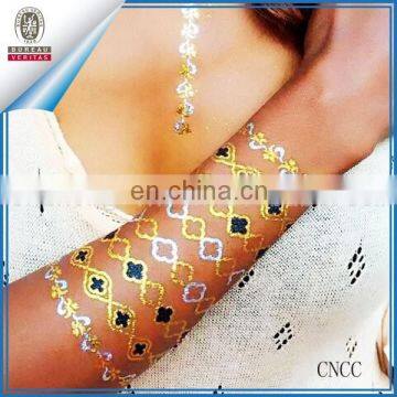 Beach Bikini Temporary Metallic Flash Tattoos Gold Silver Necklace Stickers