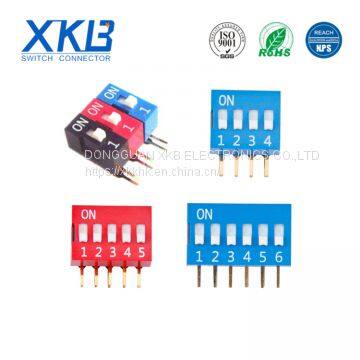Black red blue 2-12 positions 2.54mm pitch on/off Dip switch