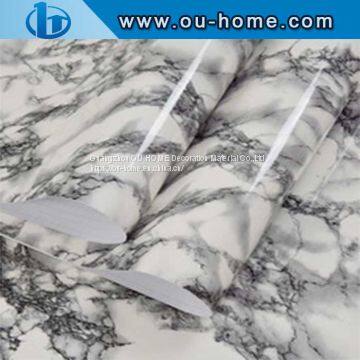 OUHOME High Glossy Marble Effect PVC Waterproof Imitation Vinyl Self Adhesive Foil