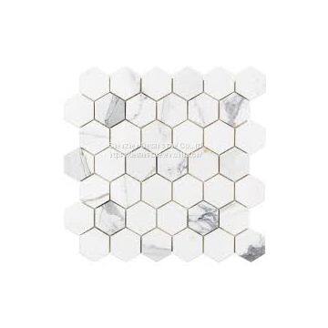 Hexagon Mosaic Calacatta Gold Bathroom Marble Mosaic photo-2