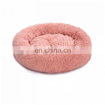 custom logo manufacturers long fur round pet beds accessories dog