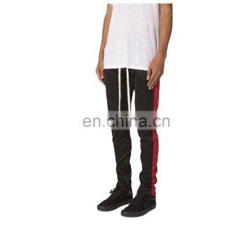 DiZNEW Oem contrast side stripe long drawstring custom track pants for men