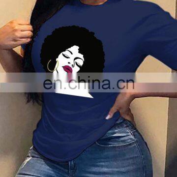 Head Print T-shirt Women European and American New Round Neck Short Sleeve Loose All-match Blouse T photo-5