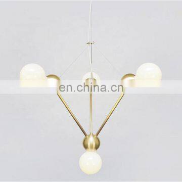 Modern Nordic Retro Decorative Gold Bronze Frame Round Ball Glass Chandelier Pendant Lamp photo-3