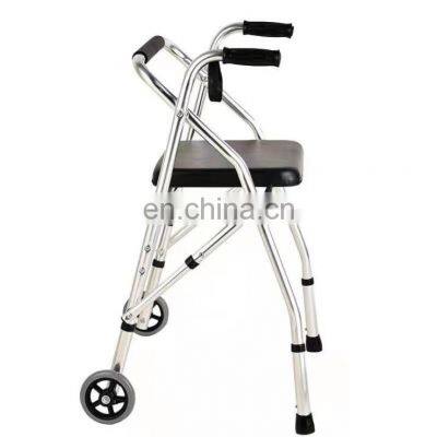 The New Elderly Walker Foldable Portable Walker Auxiliary Walking Device Four-wheel Trolley Shopping Cart