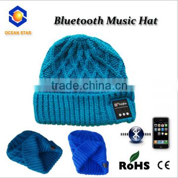 New Arrival Unisex Color mixing jacquard knitting bluetooth hat with headset