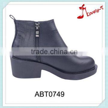 Direct china wholesale women safety chunky heel ankle boots shoes with side zippers