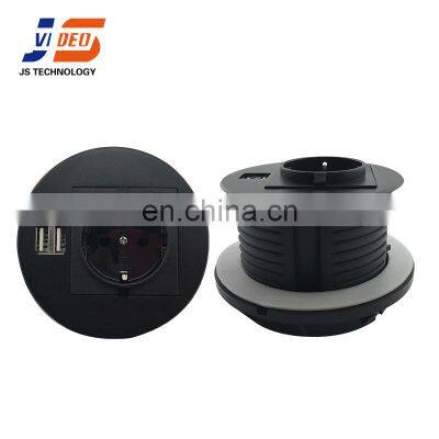 Power Socket Data Hub Grommet with 2 USB Ports 1 AC Plug for Conference Table Desk Furniture White