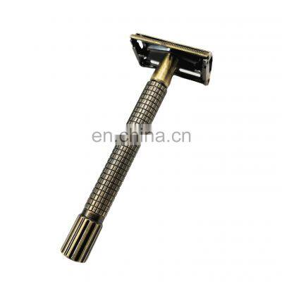 Anitque brass handle Classical Butterfly style shaving double edge blade metal safety razor