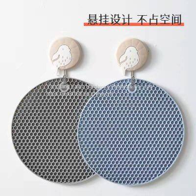 Heat Insulation Pad Household Heat Insulation Pad Anti-scalding Table Mat Kitchen Pot Mat Round Honeycomb Silicone Coaster Bowl Mat Plate Mat Table Mat Non-slip High Temperature Resistant photo-5