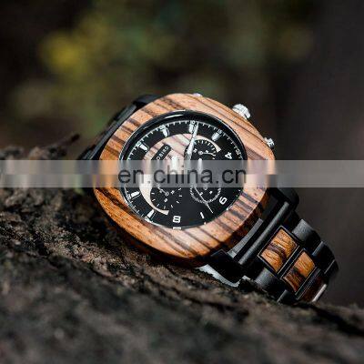 BOBO BIRD Wood Watch Men Stopwatches Handmade Chronograph Quartz Watches Square Wristwatch Gift for Male Dropshipping photo-4