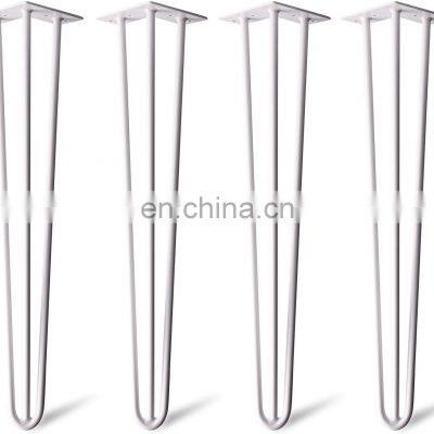 Hairpin Table Legs 28 inch 4 Pcs Desk Capacity Total 880 LBS Coffee 3 Rods Black DIY Table Legs Heavy Duty White Furniture Legs